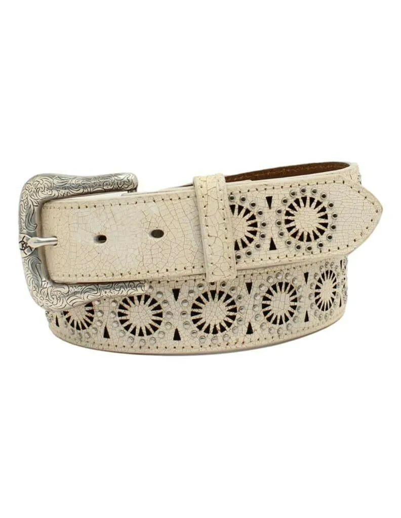 Ariat Women's Cream Crackle Laser Sunburst Belt