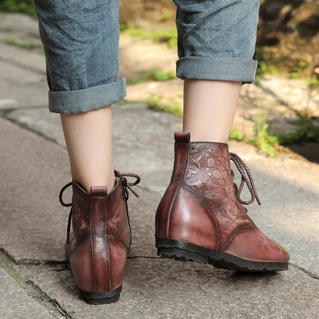 Autumn Winter Retro Leather Comfortable Women's Boots