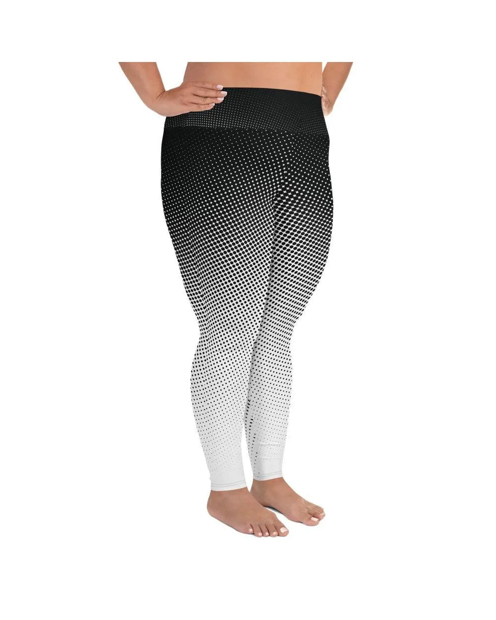 B&W Halftone Plus Size Leggings