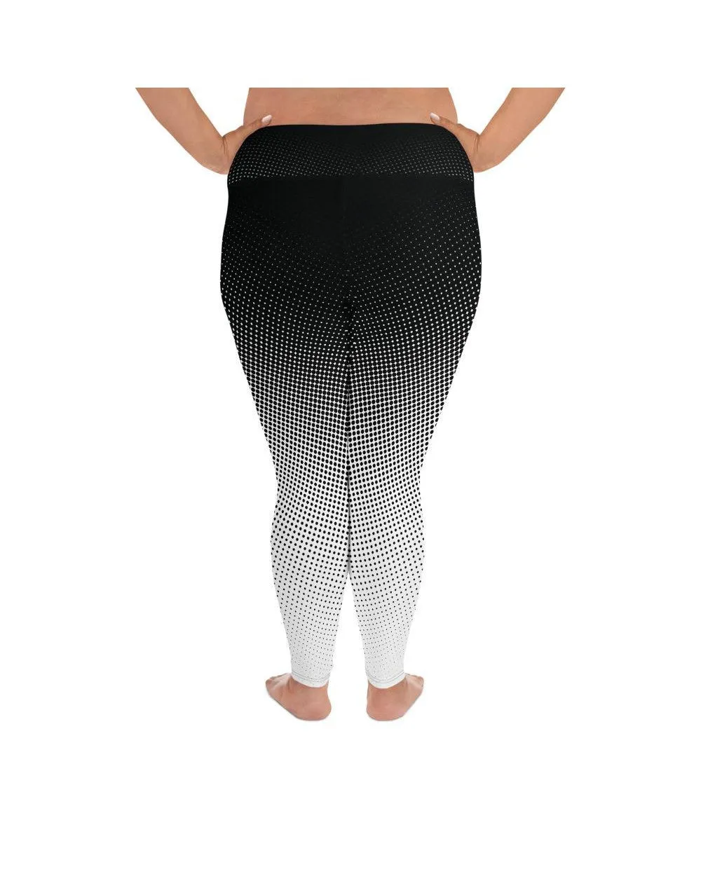 B&W Halftone Plus Size Leggings