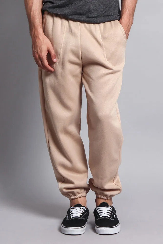 Basic Solid Color Fleece Sweatpants