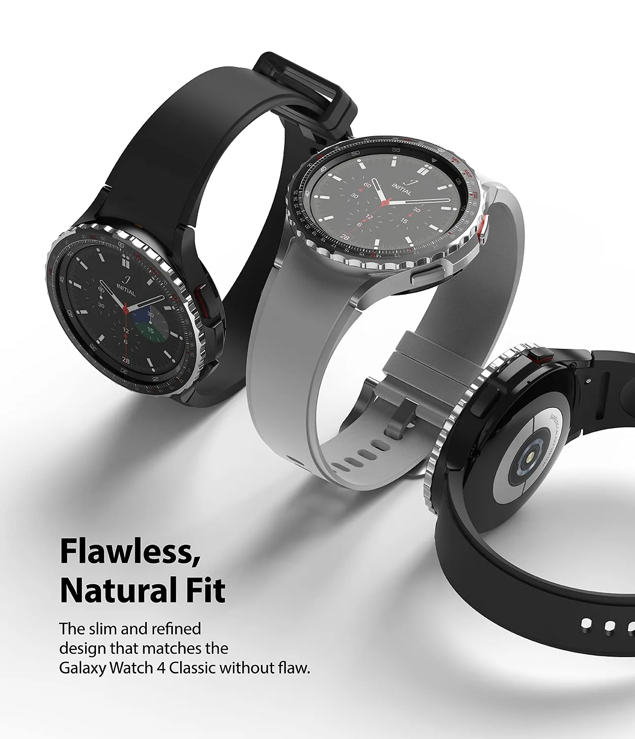 Bezel Styling Compatible with Samsung Galaxy Watch 4 Classic 46mm - Silver & Black [46-80]