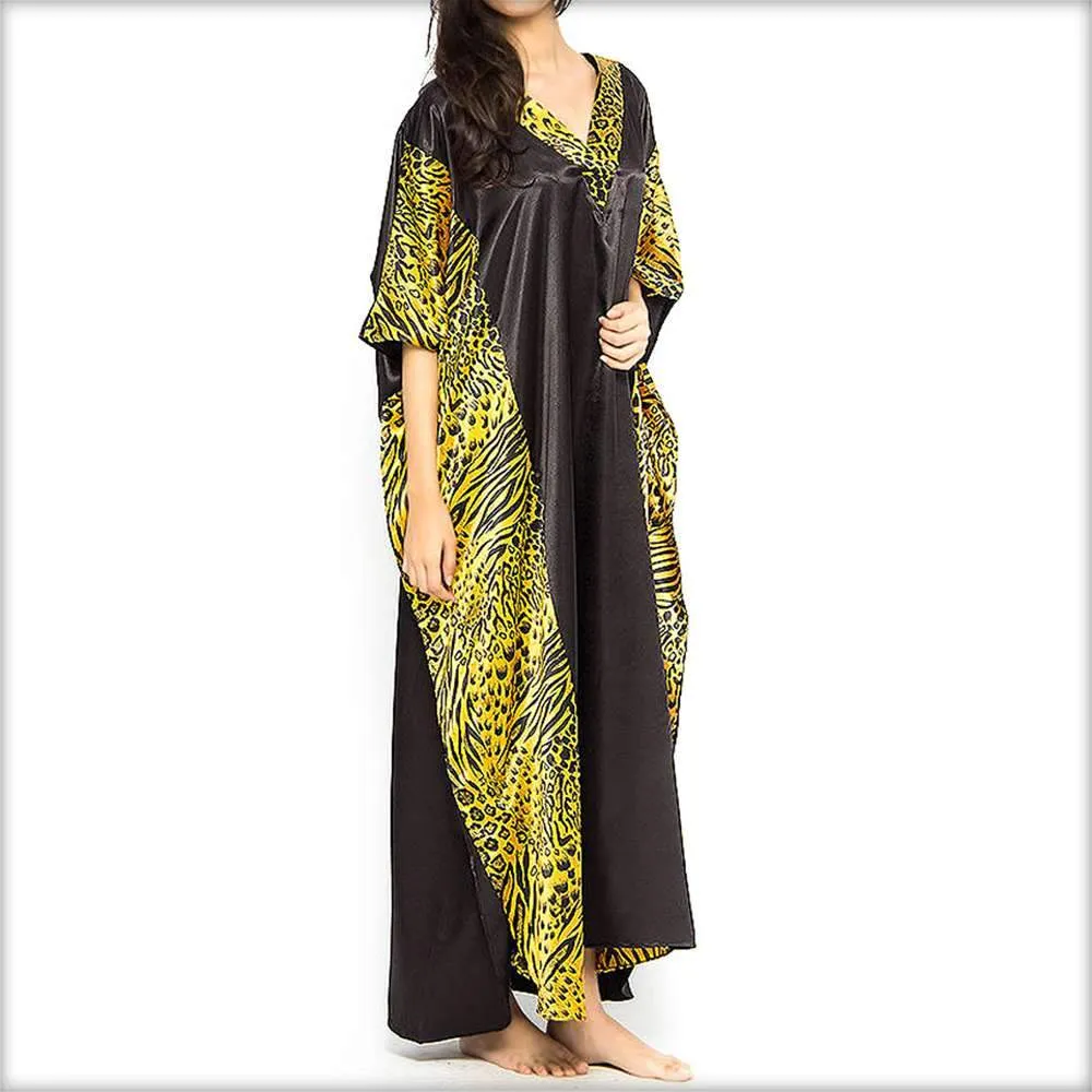 Black & Yellow Cheetah Print Kaftan