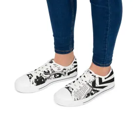 Black and white abstract Women's Low Top Sneakers