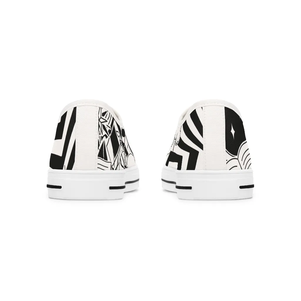 Black and white abstract Women's Low Top Sneakers