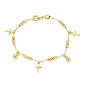 Bling Jewelry Multi Crosses Religious Beads Bells Dangle Charm Bracelet