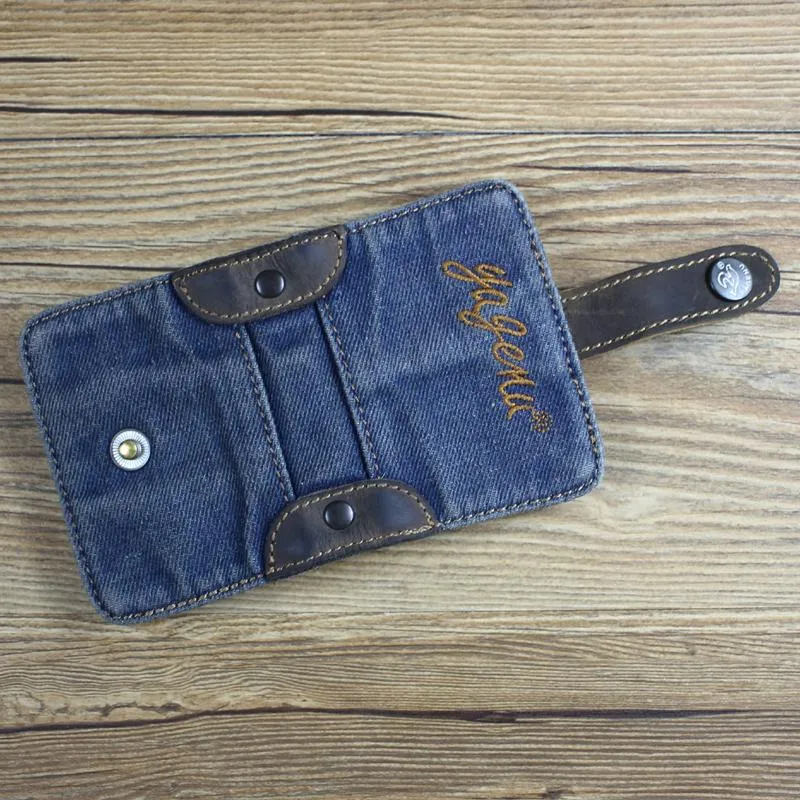 Blue Denim Mens Bifold billfold Wallet Jean Card Holder Card Wallet For Men