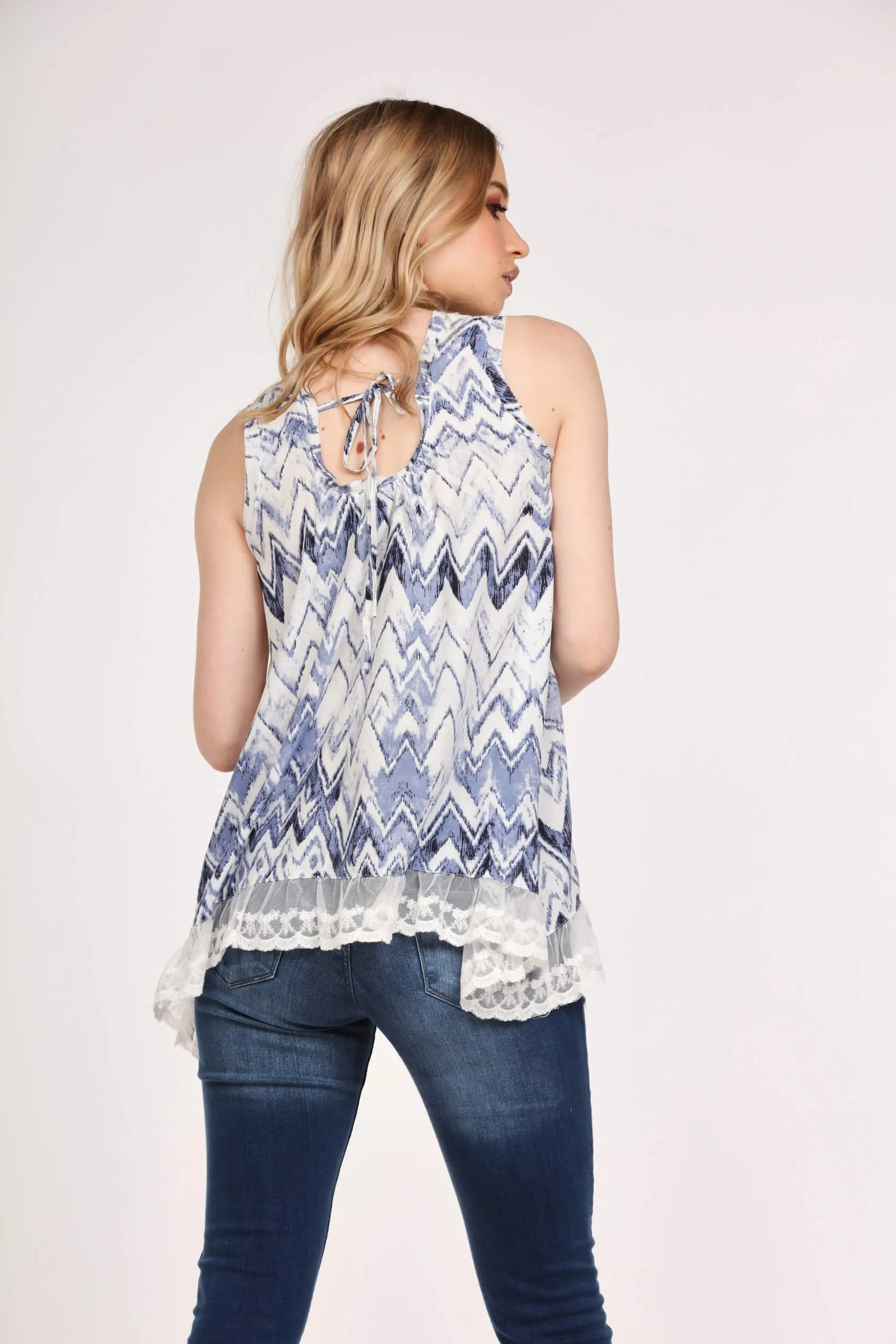 Blue Printed Swing Top