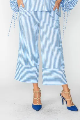 Blue Stripe Wide-Leg Pants