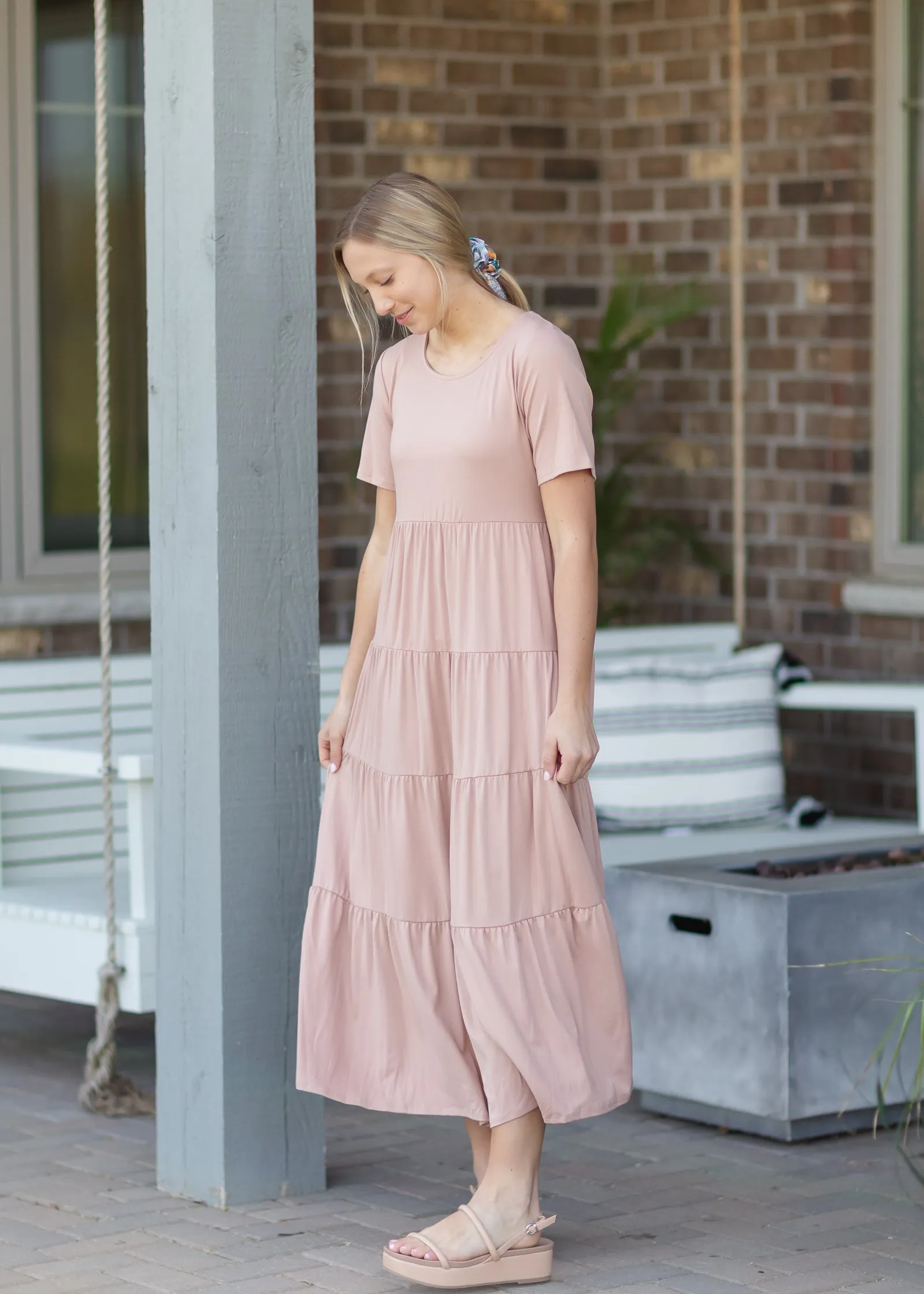 Blush Simple Tiered Maxi Dress