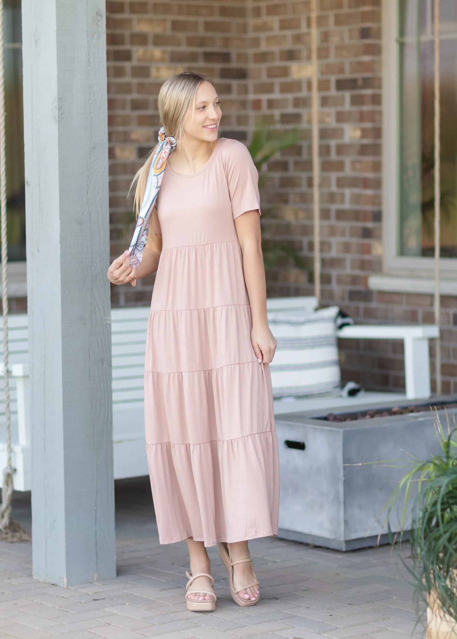 Blush Simple Tiered Maxi Dress