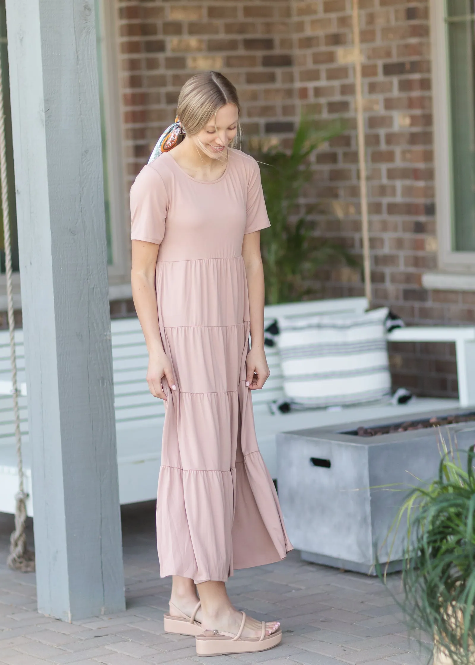 Blush Simple Tiered Maxi Dress