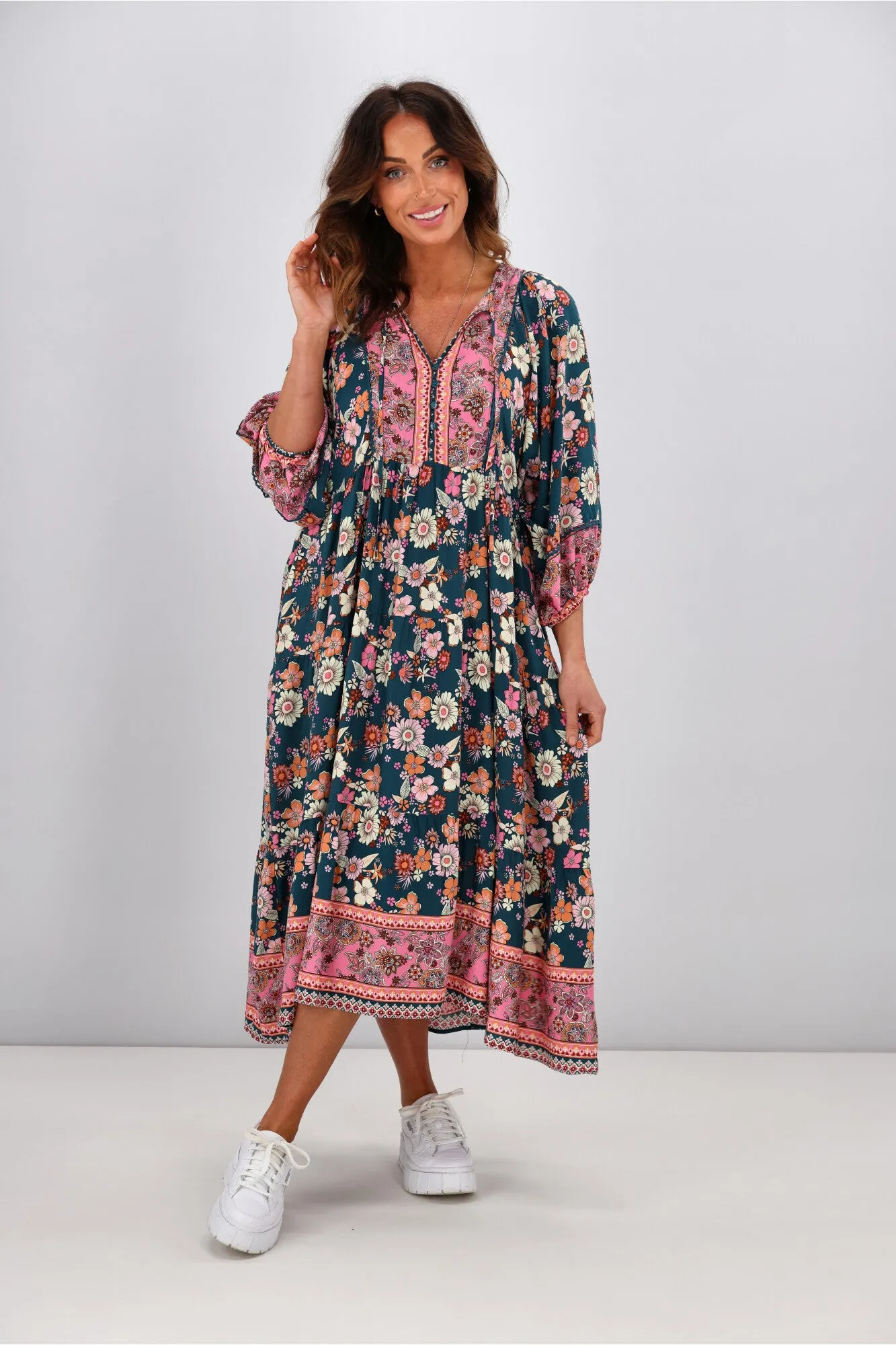 Boho Australia Silas Dress Floral Teal