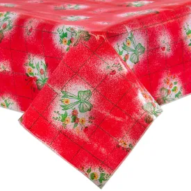 Bows and Bouquets Red Oilcloth Tablecloths