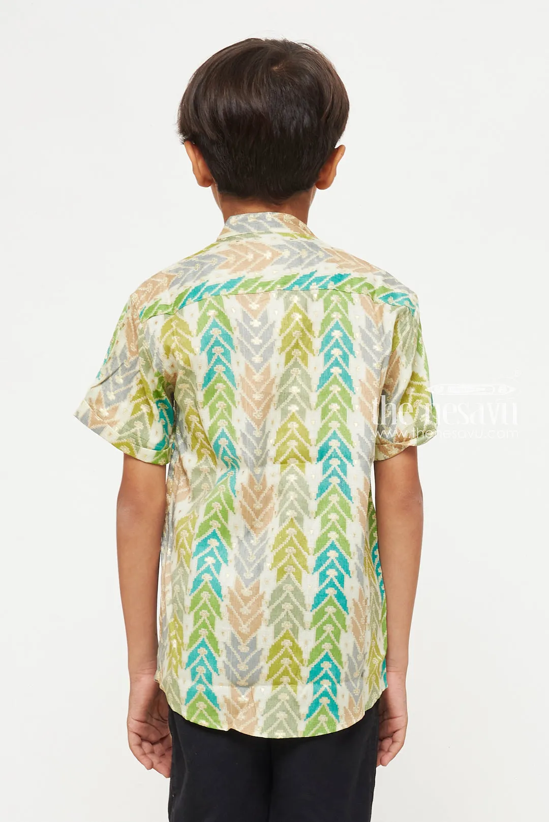 Boys Cool Rayon Ikat Print Shirt - Comfortable Summer Casual Wear