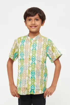 Boys Cool Rayon Ikat Print Shirt - Comfortable Summer Casual Wear