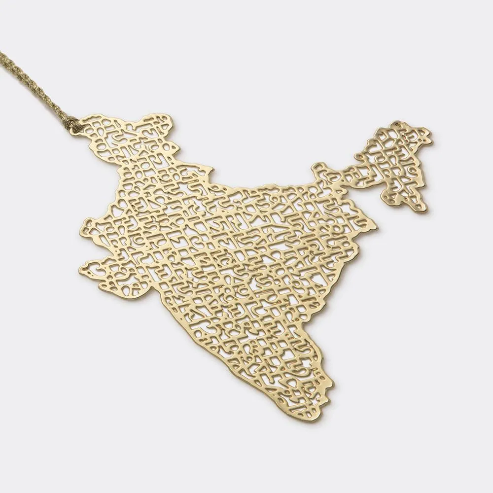 Brass Bookmark India Map