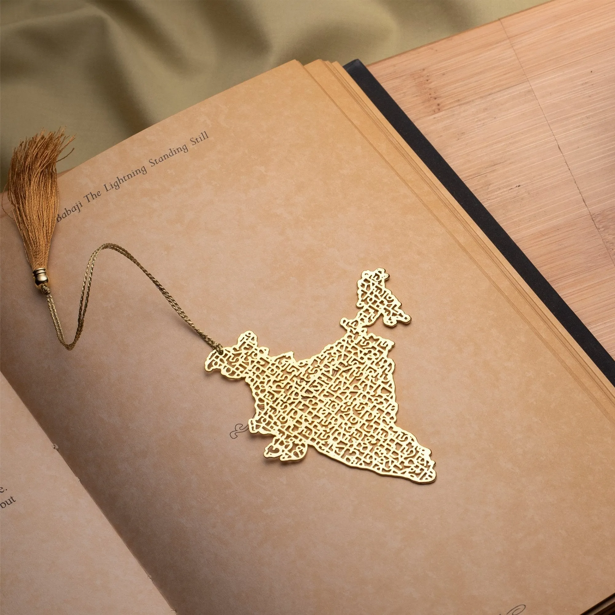 Brass Bookmark India Map