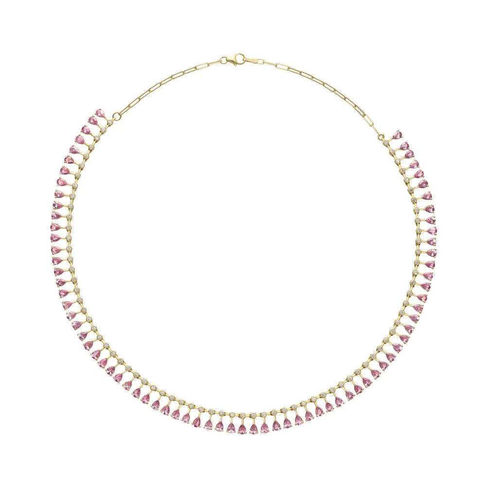 Brianna Diamond & Pink Sapphire Necklace