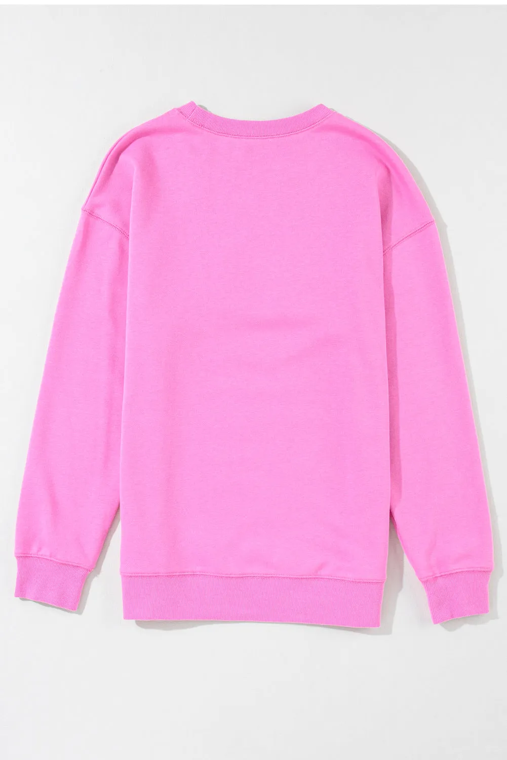 Bright Pink MAMA Letter Embossed Casual Sweatshirt