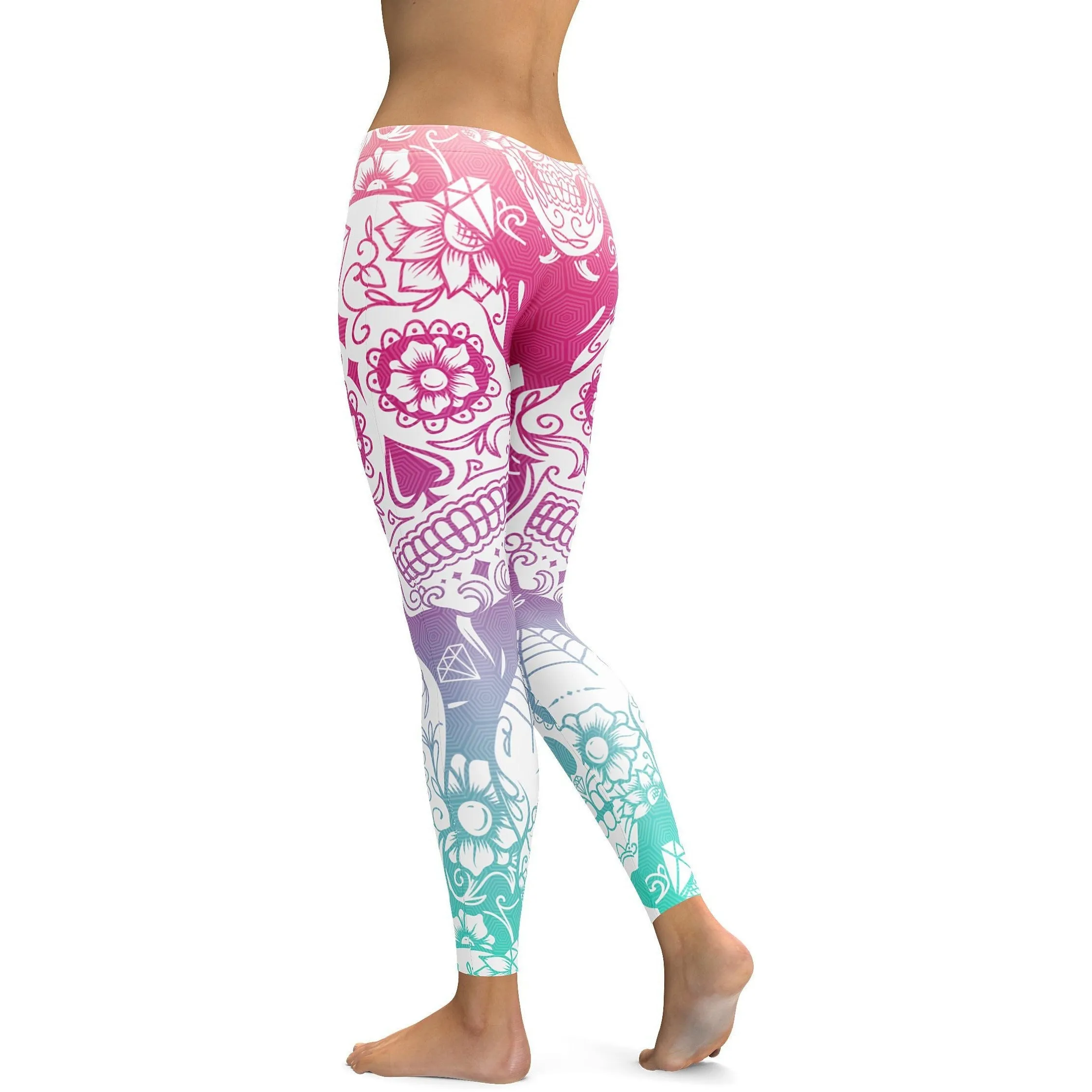 Bright Sugar Skull Leggings