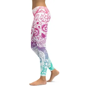 Bright Sugar Skull Leggings