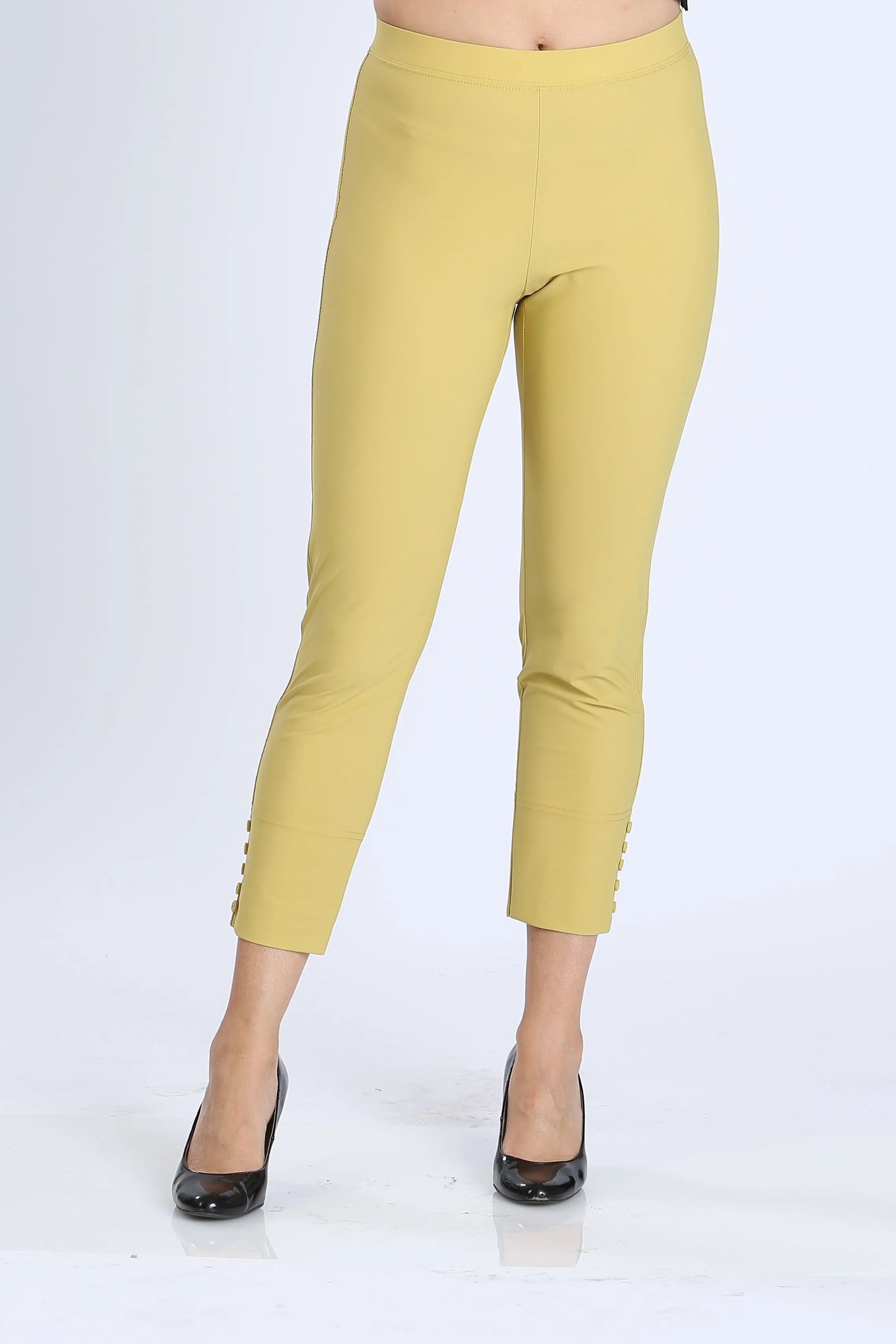 Button Hem Slim Crops