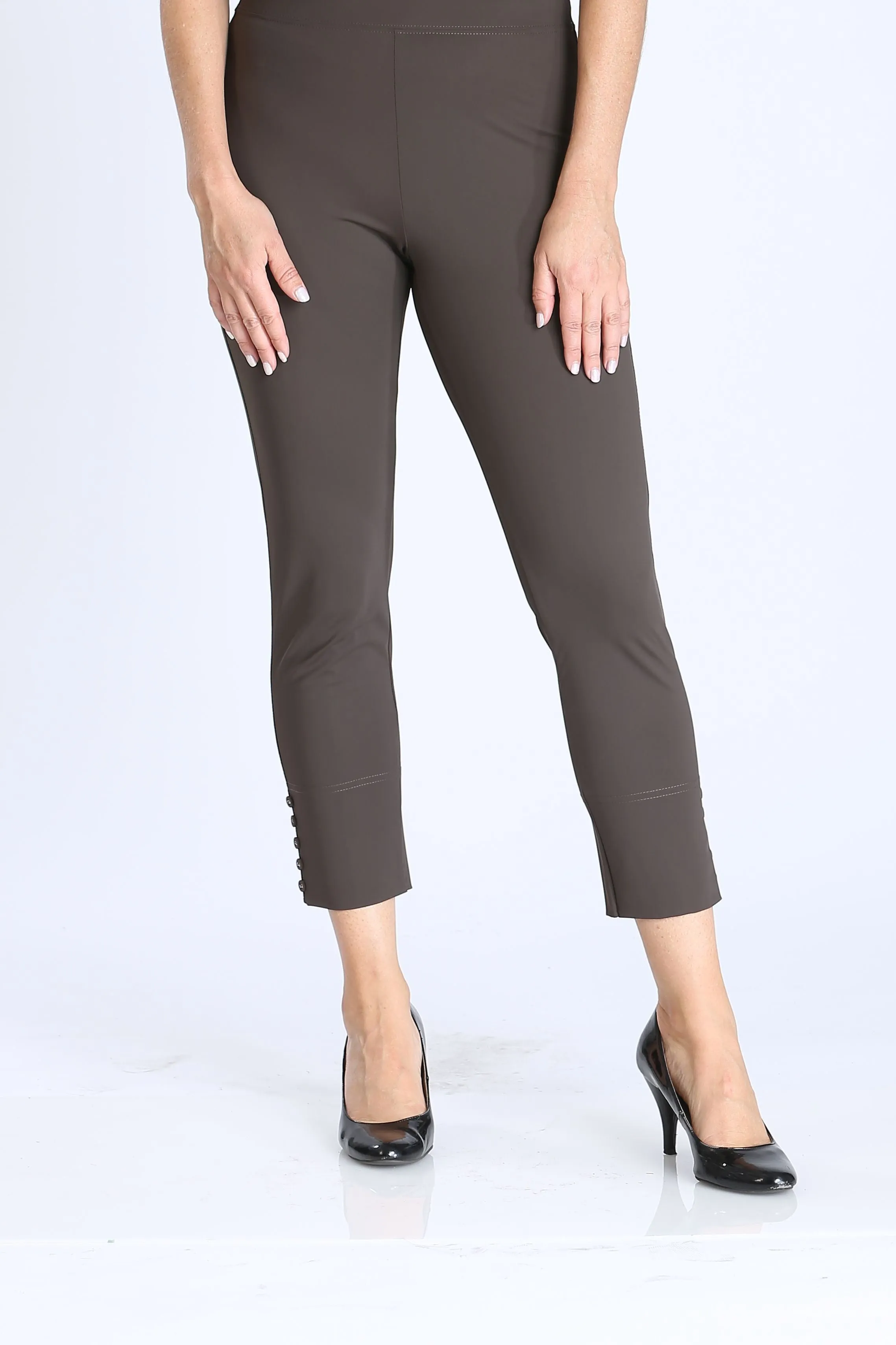 Button Hem Slim Crops