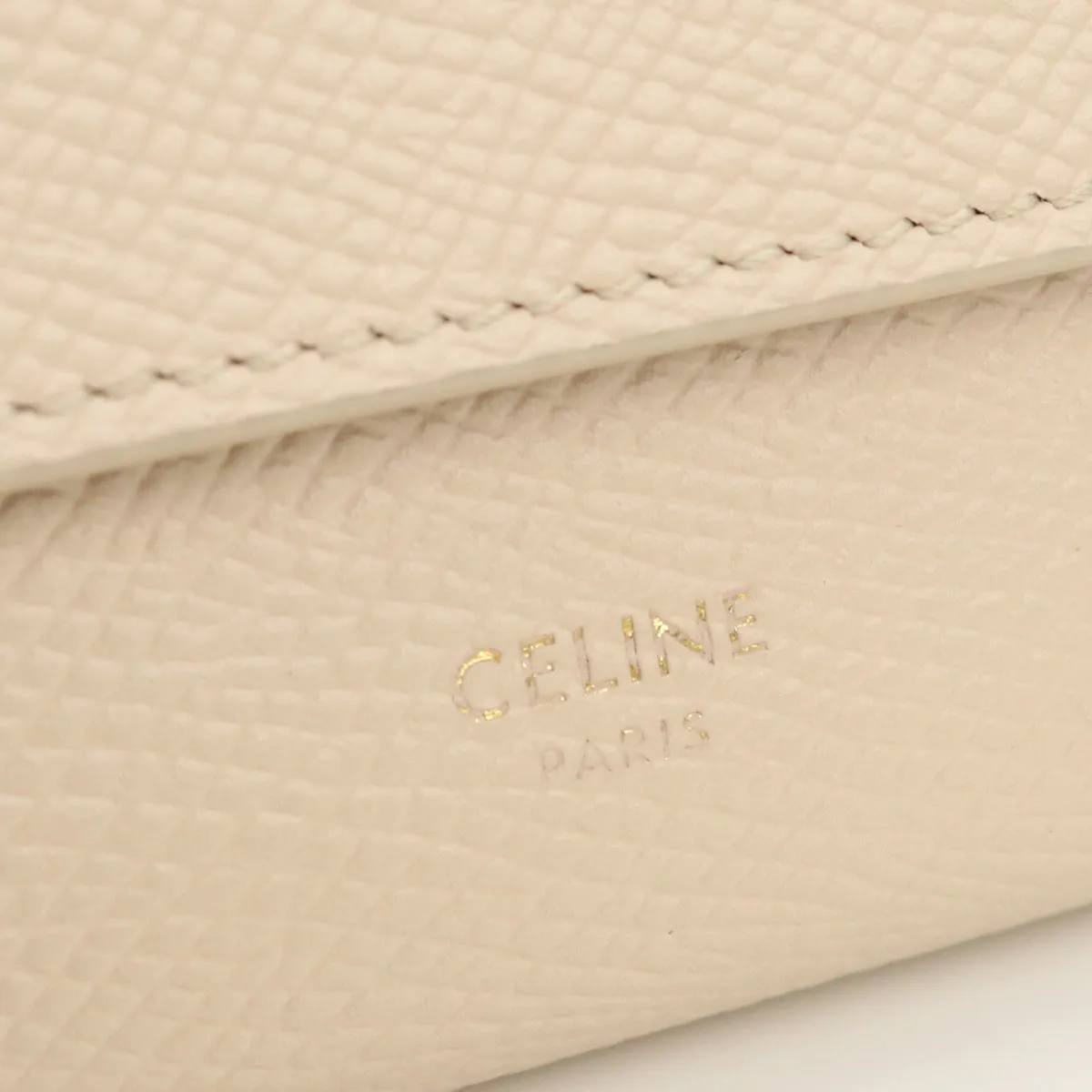 CELINE 10B57 3BEL 02PD Small trifold wallet compact wallet Calfskin beige Women