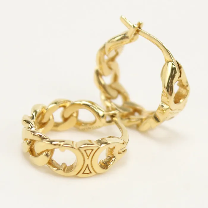 CELINE 460TM6BRA 35OR Pierce Triomphe Small Gourmet Hoop Earrings Gold Plated gold Women