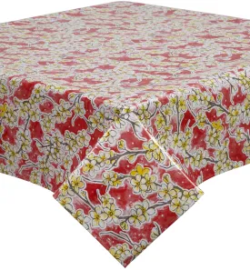 Cherry Blossom Red Oilcloth Tablecloths