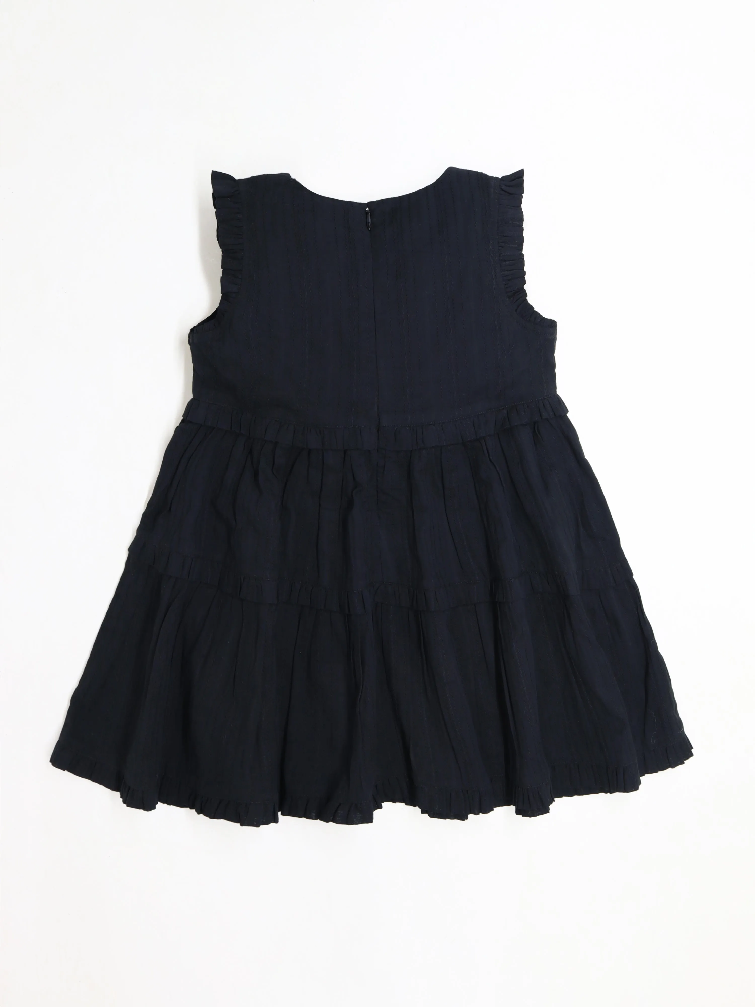 Cherry Crumble Girls Black Self Texture Sold Dress