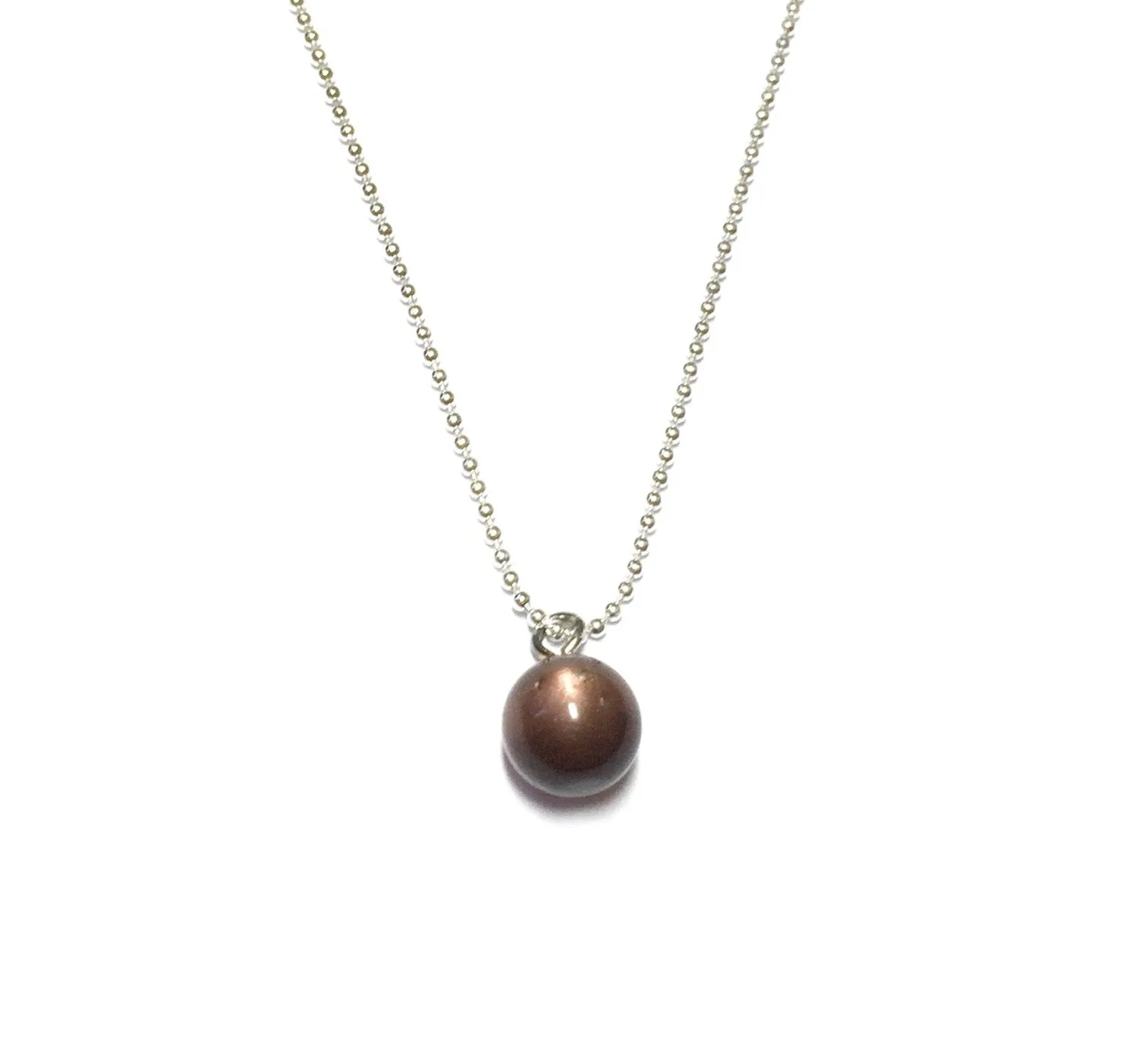 Chocolate Moonglow Simple Ball Chain Necklace