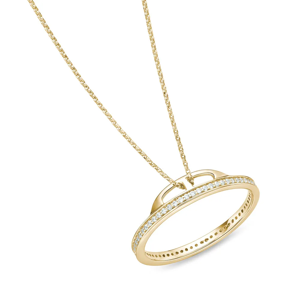 Circle of Life Unique Edge Set Pendant in Yellow Gold