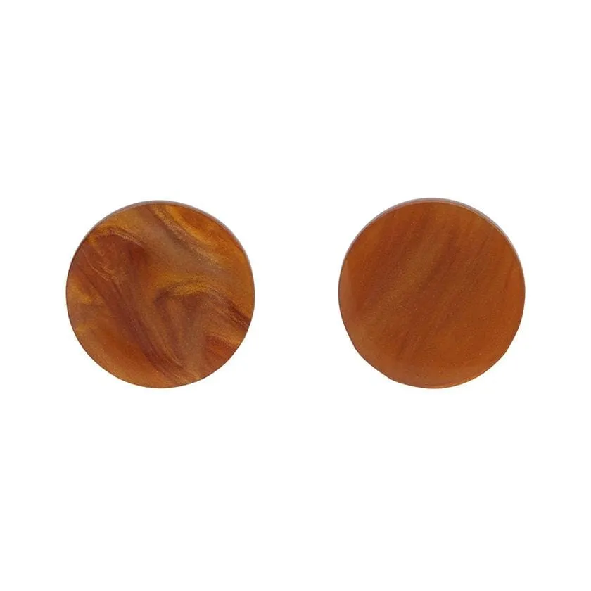 Circle Ripple Resin Stud Earrings - Gold