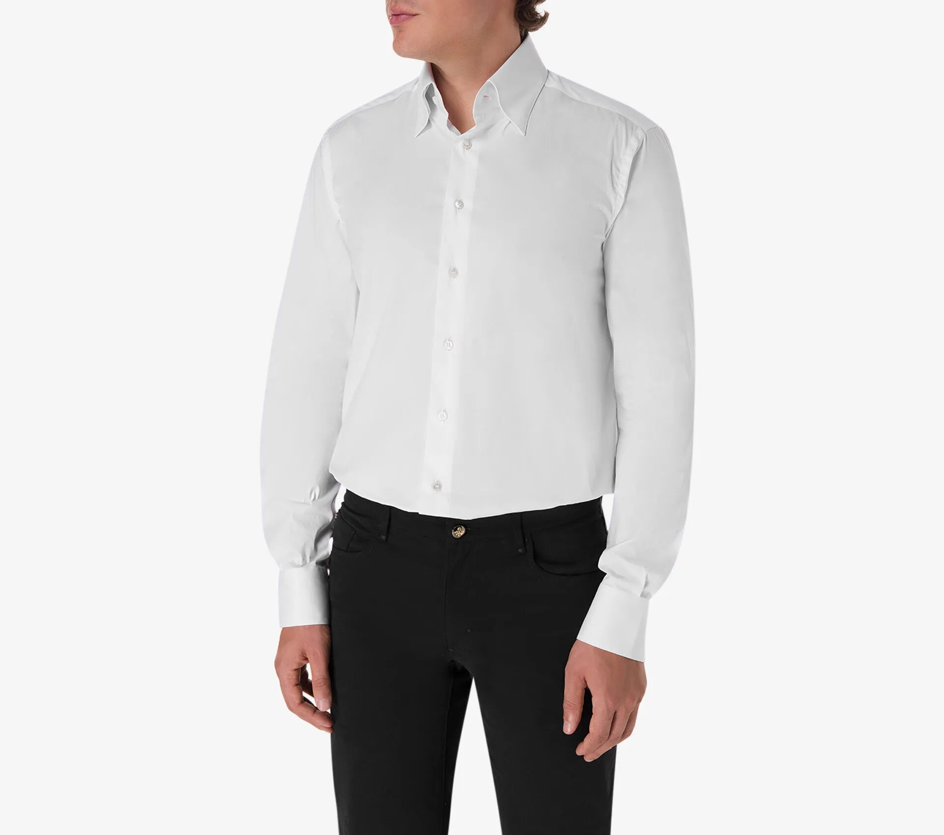 Classic Cotton Blend Shirt with Unique American-Style Collar