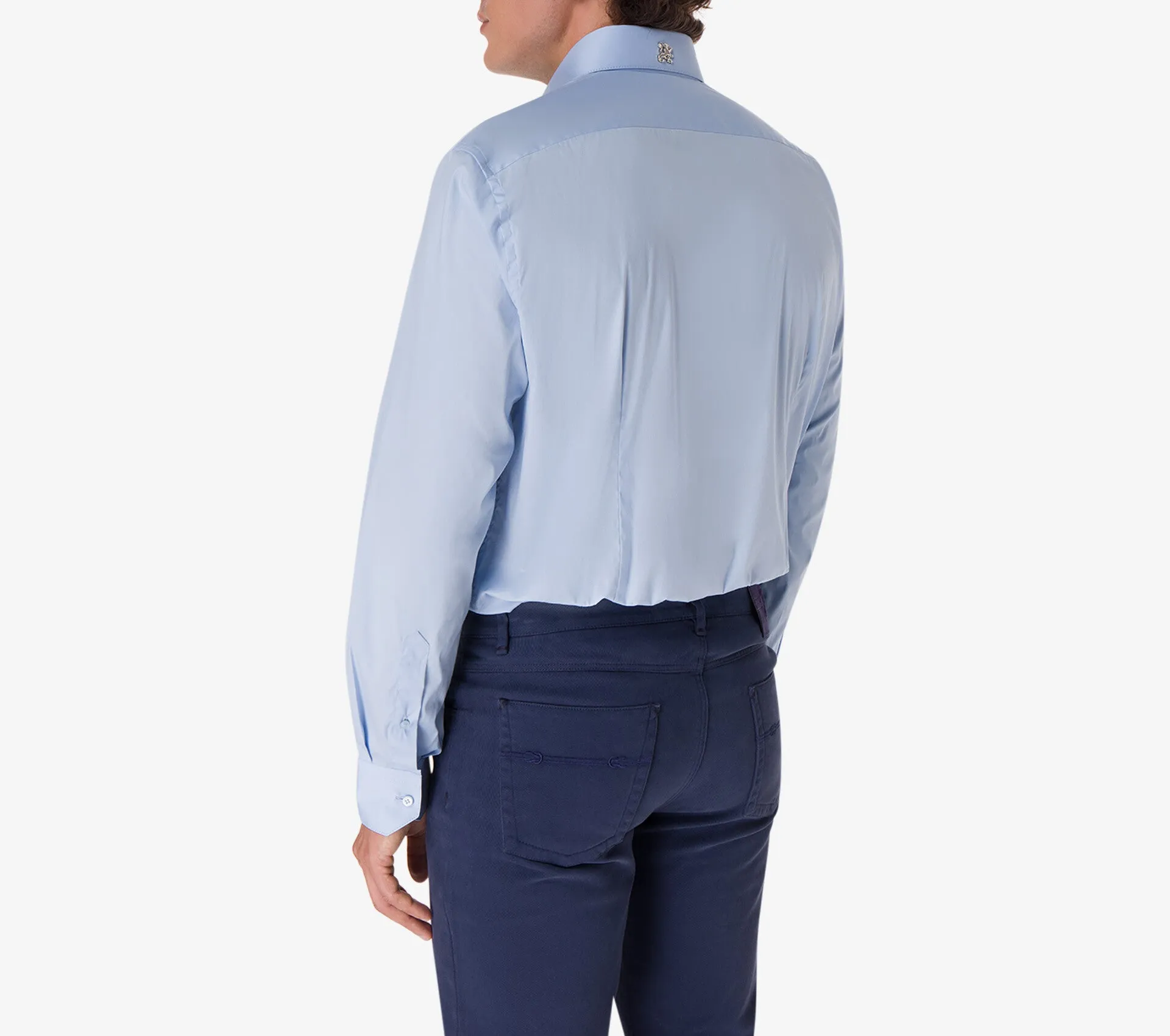 Classic Cotton Blend Shirt with Unique American-Style Collar