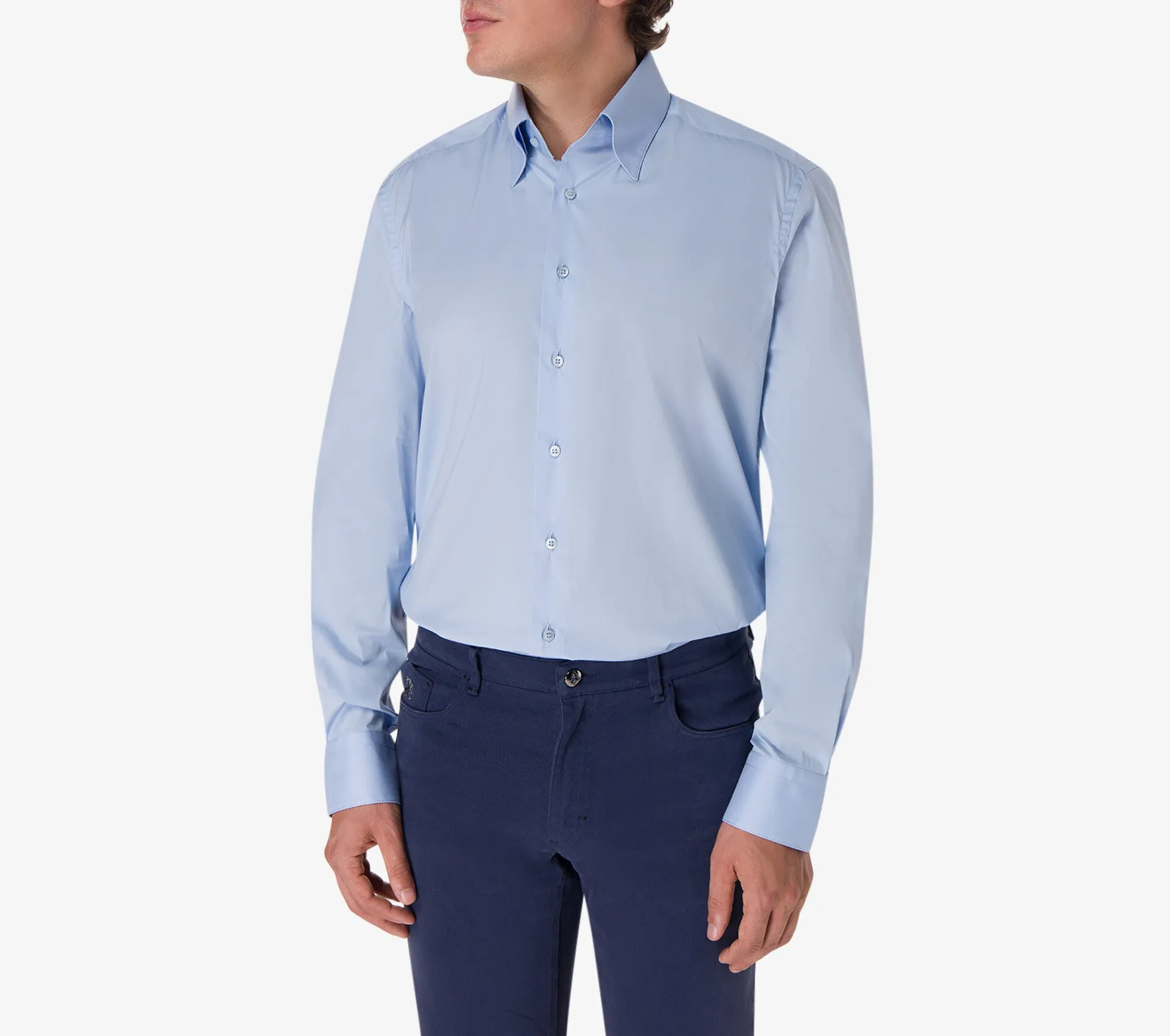 Classic Cotton Blend Shirt with Unique American-Style Collar