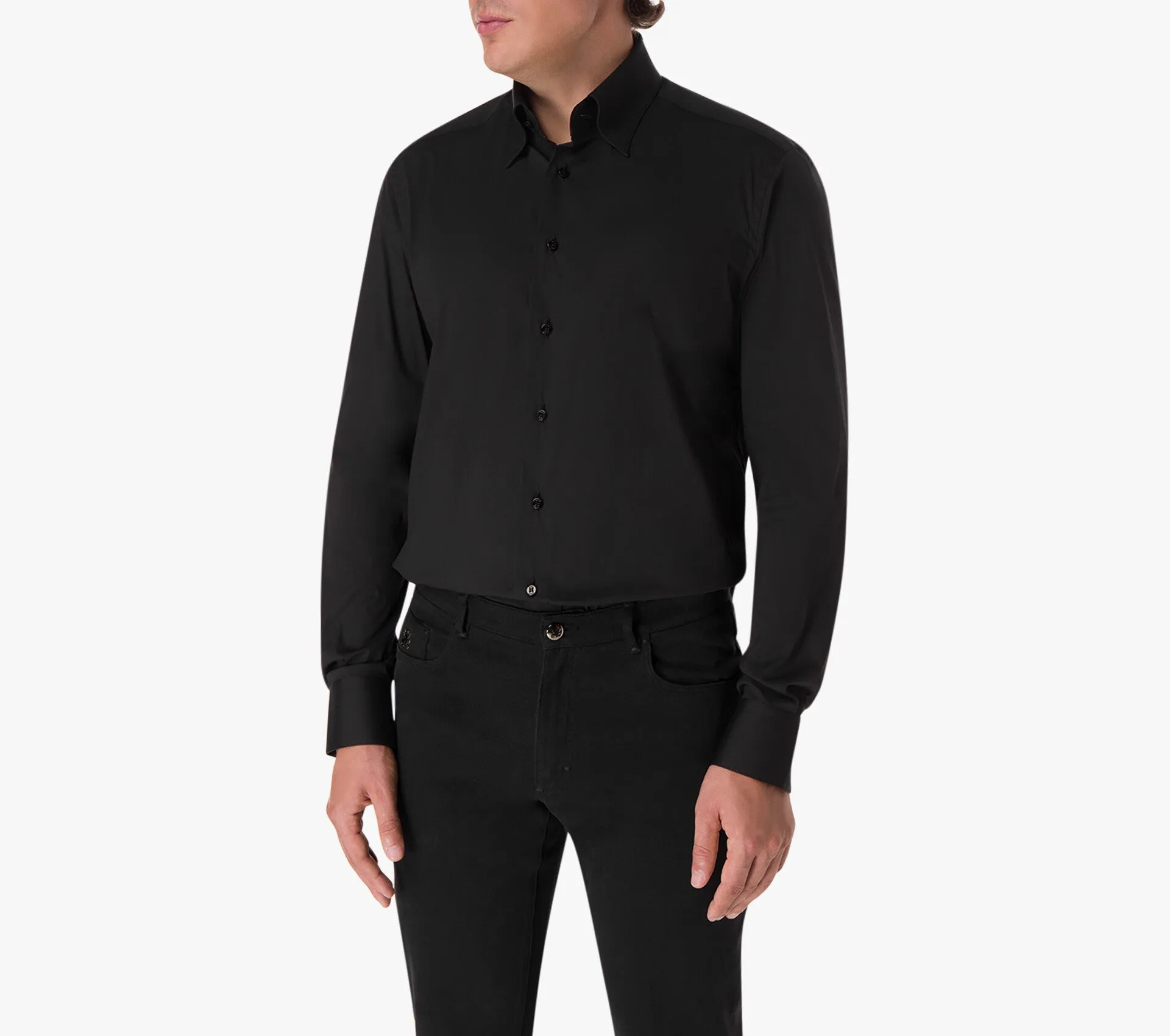 Classic Cotton Blend Shirt with Unique American-Style Collar