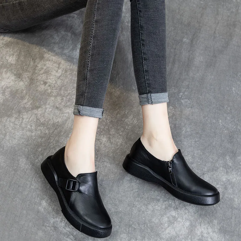 Comfortable Women Retro Leather Flat Shoes 34-43