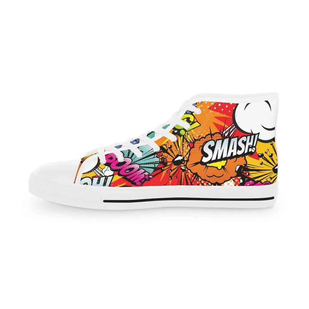 Comic book style Men's High Top Sneakers