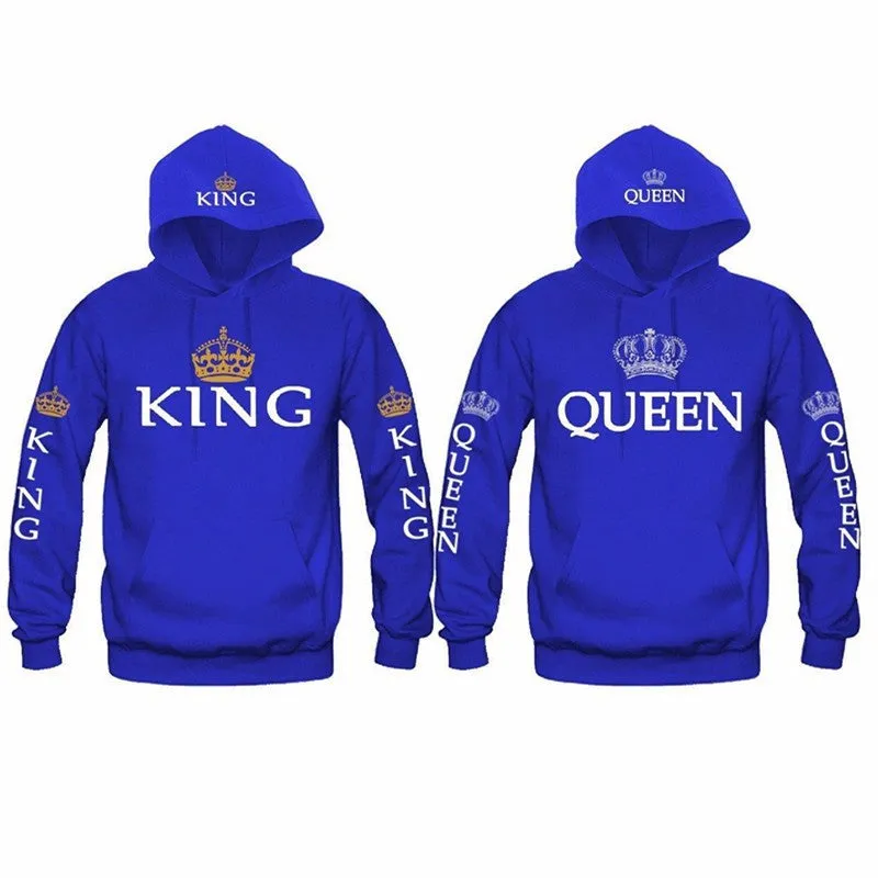 Crown King and Queen Hoodie for Couples