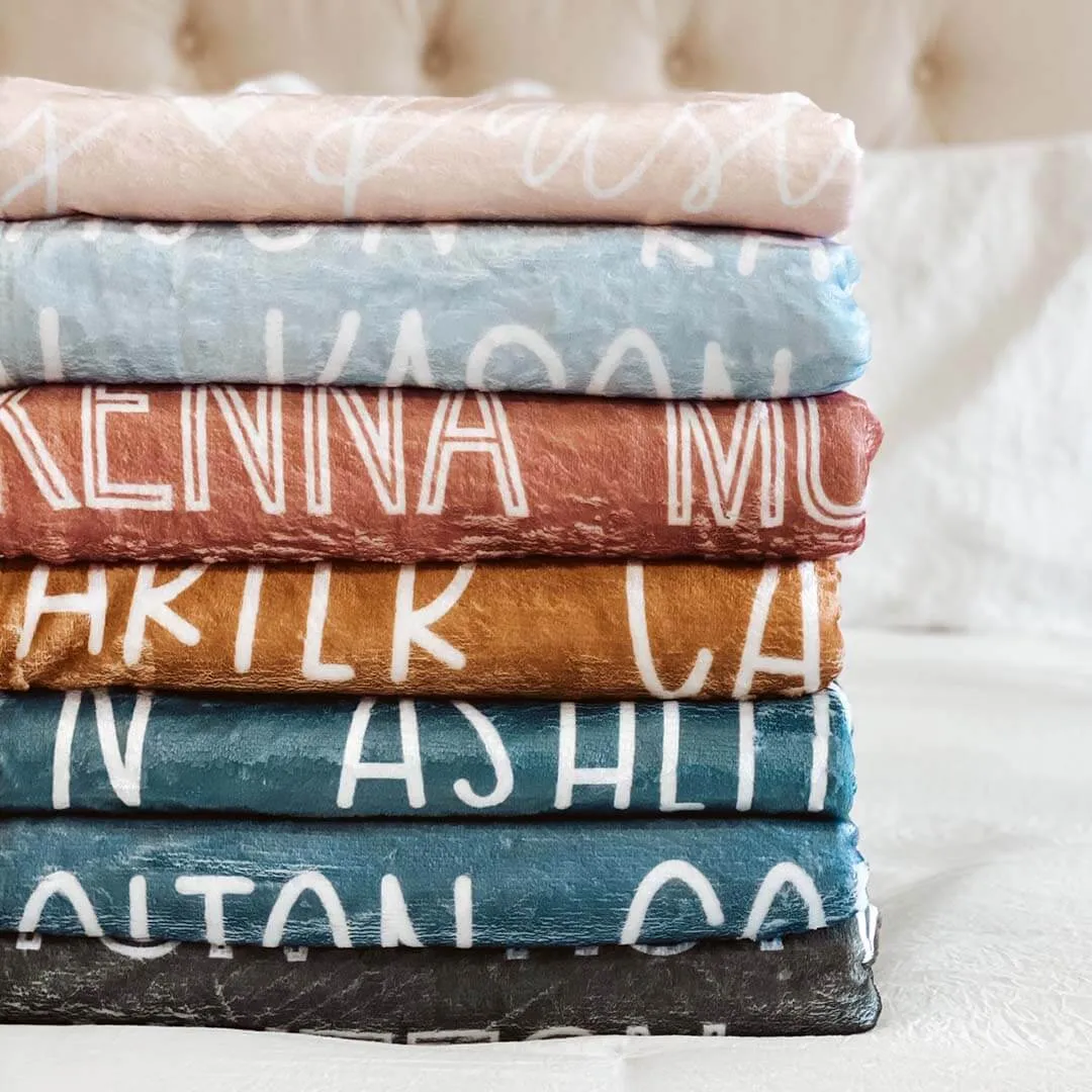 Custom Solid Color & Font Personalized Toddler Blanket