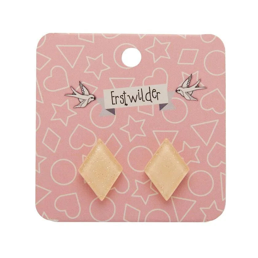 Diamond Glitter Resin Stud Earrings - Cream