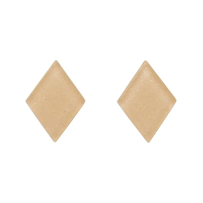 Diamond Glitter Resin Stud Earrings - Cream