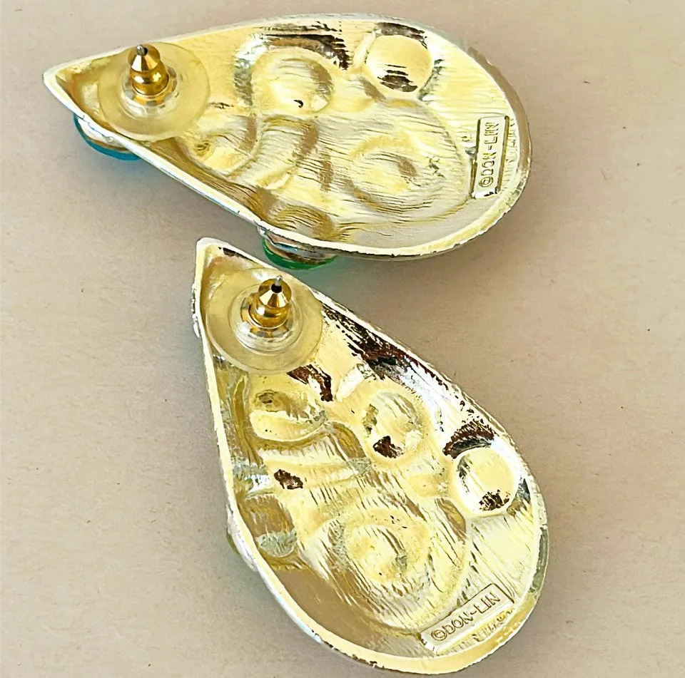 Early 90s signed Don Lin pierced statement earrings