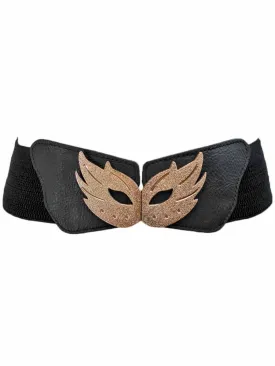 Elastic Belt With Gold Mask Buckle