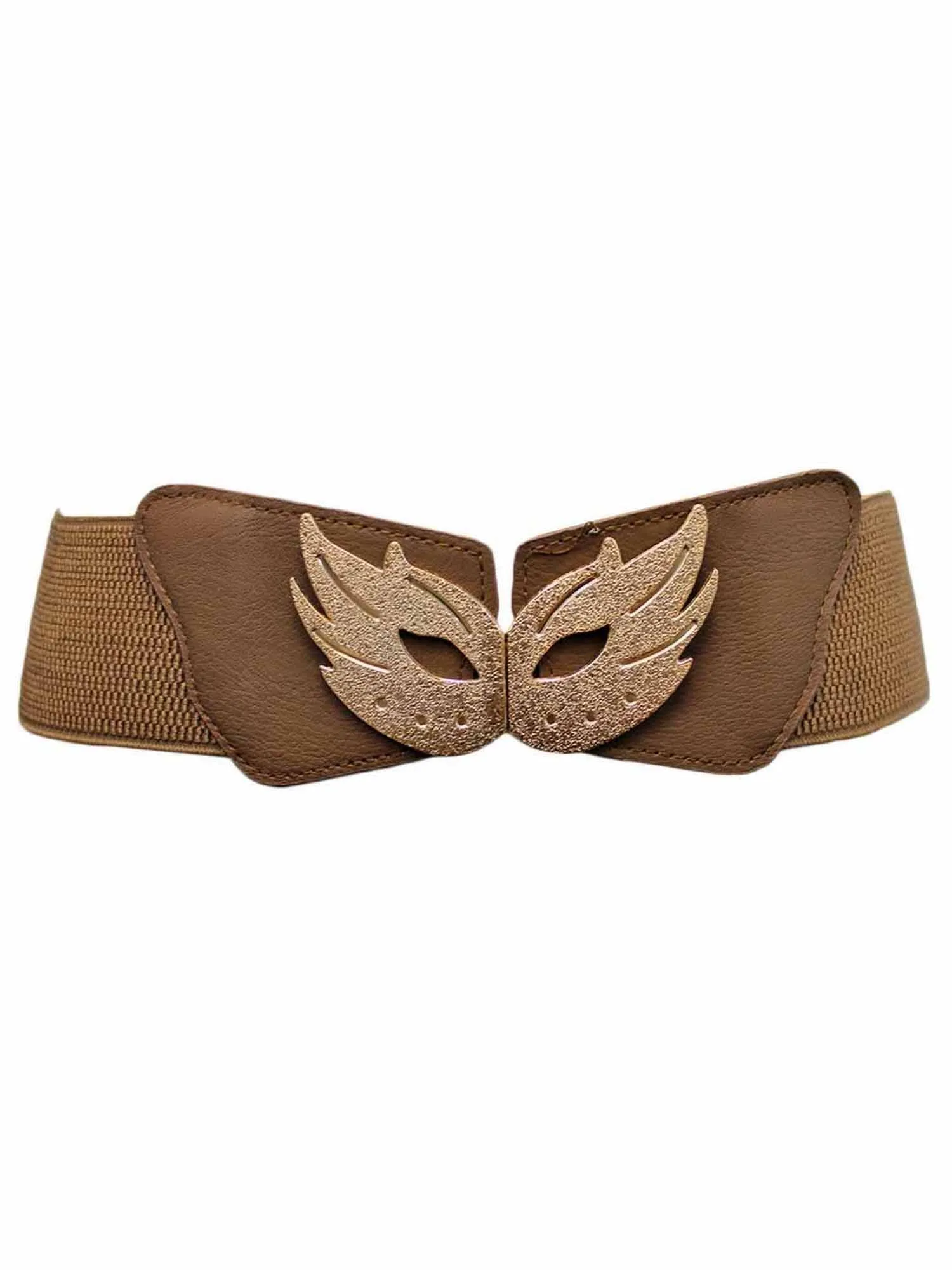 Elastic Belt With Gold Mask Buckle