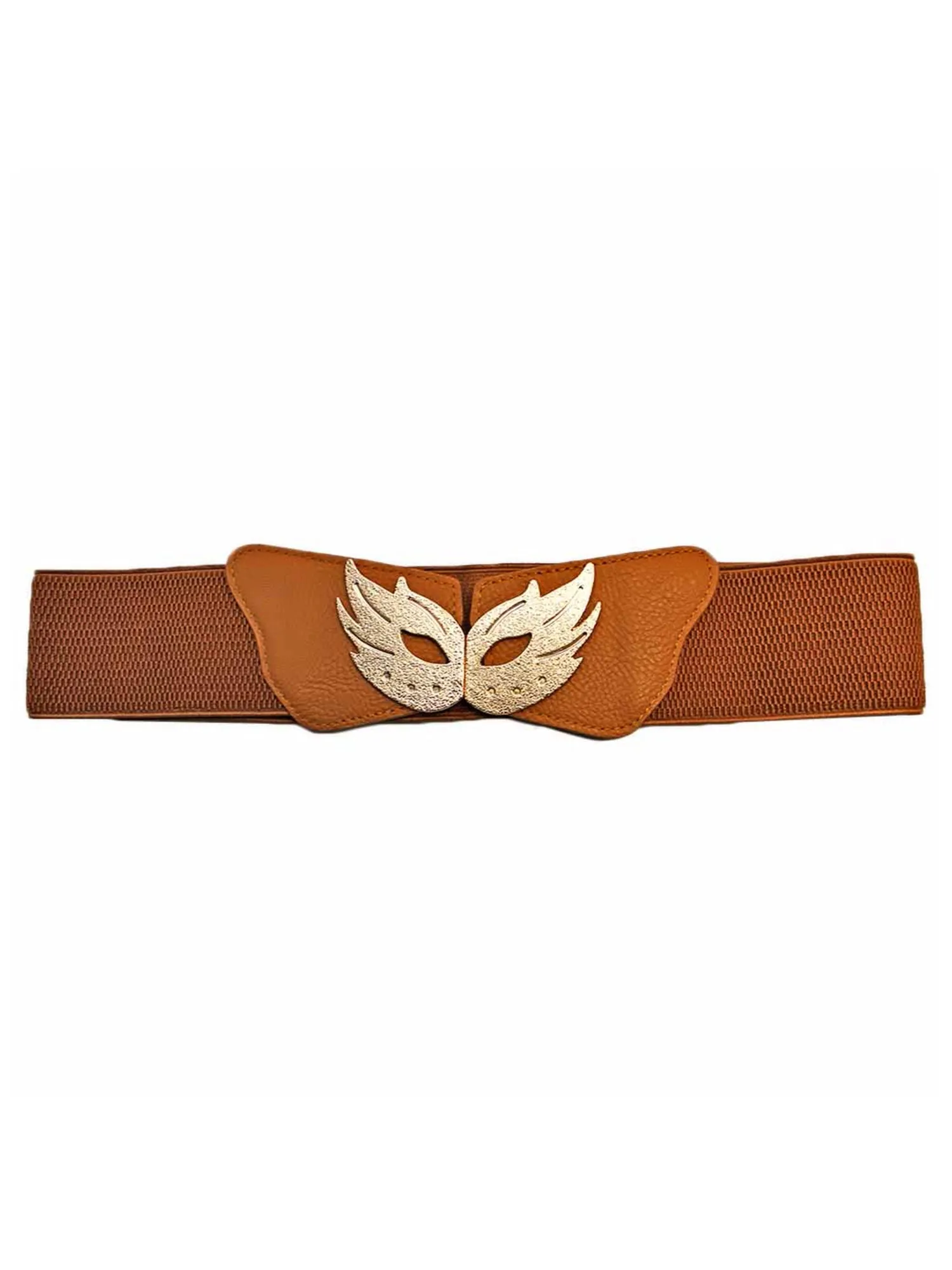 Elastic Belt With Gold Mask Buckle