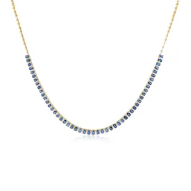 Emerald Cut Blue Sapphire and Diamond Necklace